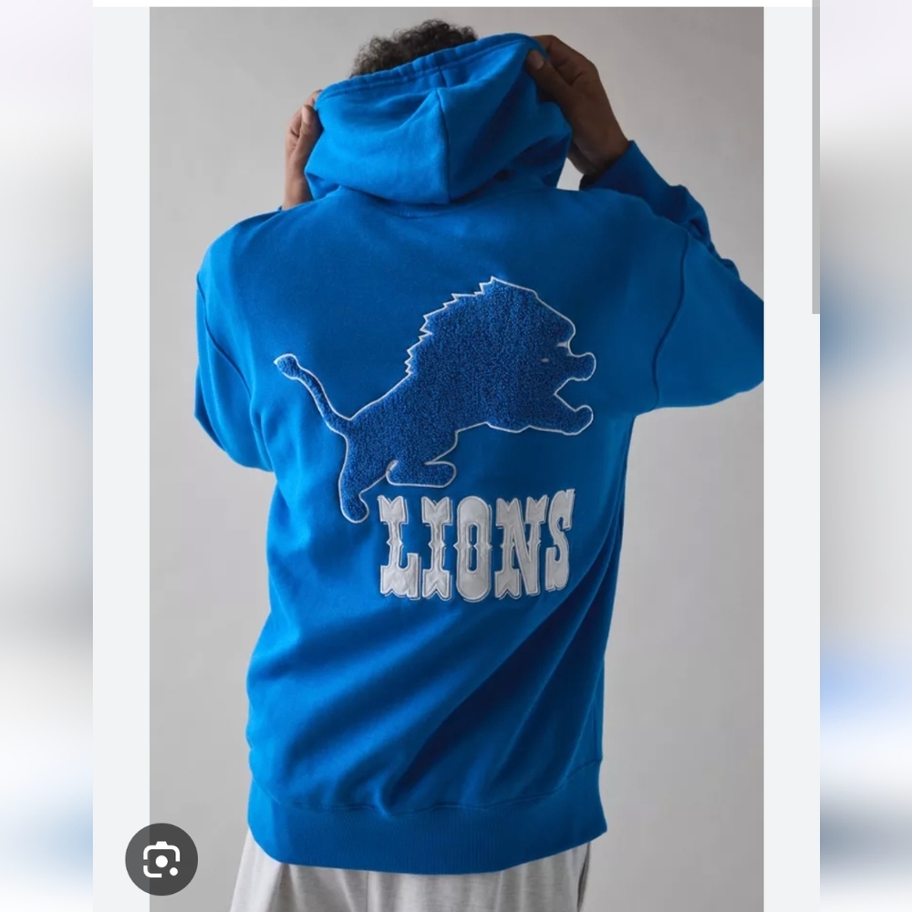 NFL Urban Outfitters Detroit Lions Chenille Patch Hoodie, Men's Size Large, NWT